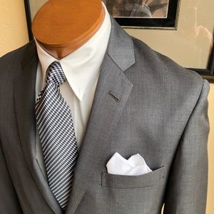 Brooks Brothers 2 Button Gray Super 100s Italian Wool Jacket 40L Slim Fit